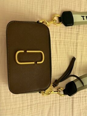 Marc Jacobs Brown Crossbody with Striped Logo Strap